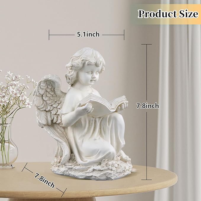 Garden Angel Statues for Outside, Solar Angel for Garden with Bible & Cemetery Decorations for Grave, Angel Figurines for Yard Patio Decor & Lawn Ornaments, Gifts for Mom Grandma Women