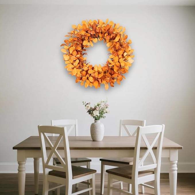 24 Inch Artificial Autumn Wreaths - Fall Leaves Wreath Front Door Decor for Harvest Farmhouse Style, Thanksgiving Halloween Holiday Decor Indoor Outdoor Use