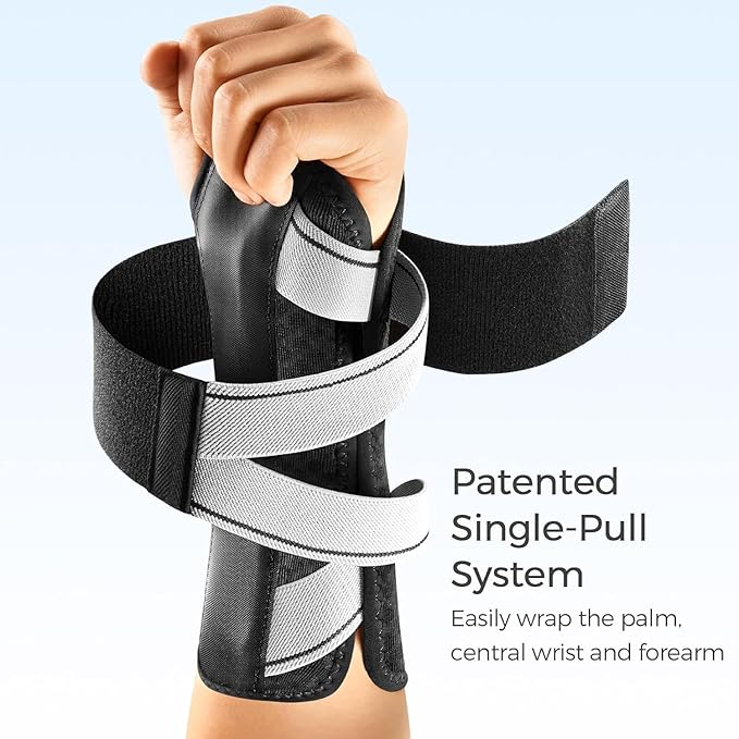 FREETOO Carpal Tunnel Wrist Brace Night Support Fit Left Hand for Work, Pain Relief Wrist Splint for Tendonitis, Arthritis, Sprain, Fit Women and Men, Wrist Immobilizer for Sleeping (XS, Black/Grey)