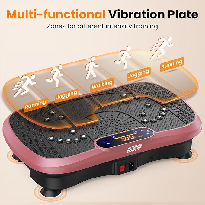 AXV Vibration Plate Fitness Platform Exercise Machine Vibrating Lymphatic Drainage Shaking Full Body Shaker Workout Vibrate Stand Shake Board Sport Gym for Weight Loss Fat Burner for Women Men