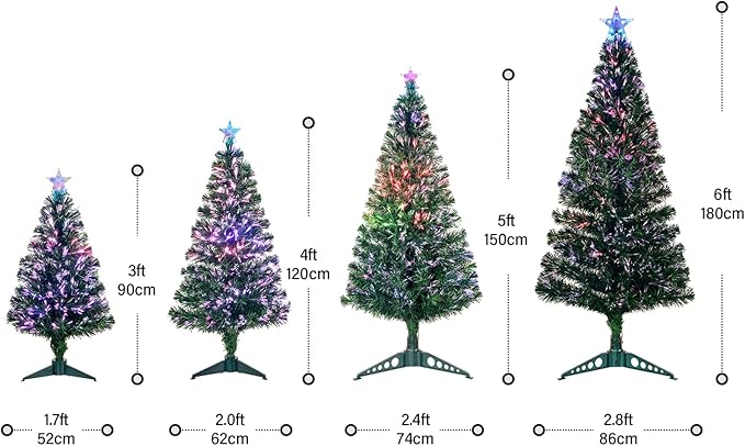 4FT Fiber Optic Green Christmas Tree Artificial Tree with Stand,Pre-lit Full Xmas Tree with Top Star Perfect for Indoor Holiday Decoration