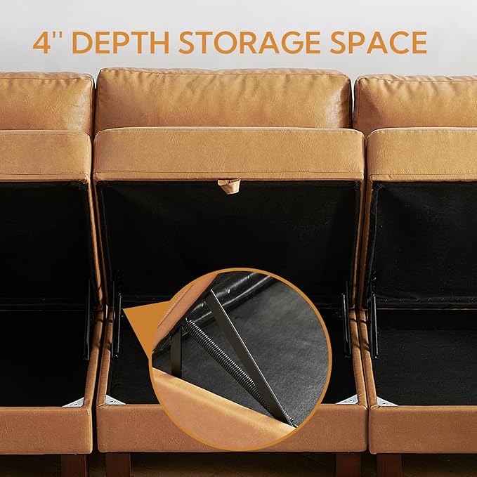 Large Modular Sofa Couch, 248'' Sectional Couch, Living Room Sets with Storage, 16 Seats Sets for House, Office,Villa, Tan