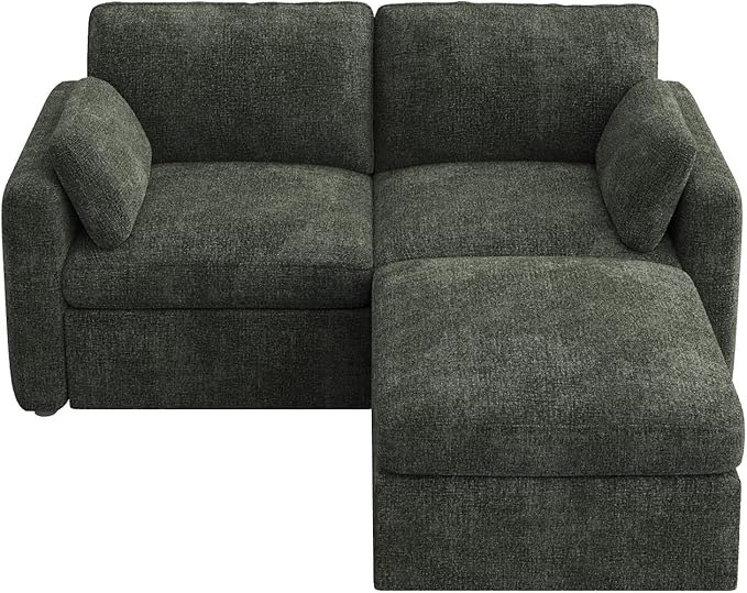 HONBAY Modular Sectional Couch with Storage Ottoman, Sectional Sofa with Storage Seats, L Shaped Sectional Couches for Living Room, Green