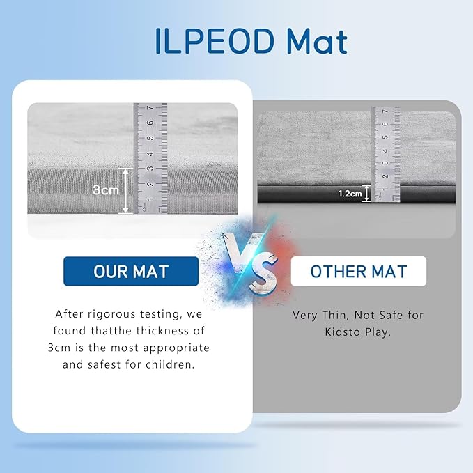 Baby Play Mat for Floor Tummy Time Mat Nursery Rug Muscle Mat Area Rug Playroom Rug Tatami Mat 6'7"x5'11" Memory Foam 1.3" Thick Crawling Mat for Babies,Toddlers, Infants, Kids(Light Gray)