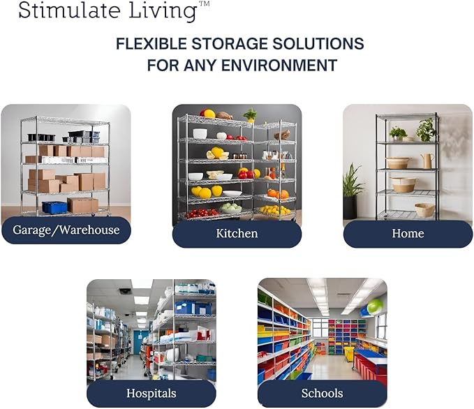 36"x18"x72" Prime Heavy Duty Black 5-Tier Wire Shelving NSF 4000 LBS MAX Capacity Storage Rack for Commercial, Hospital, School, Garage, and Kitchen Uses (with Wheels)