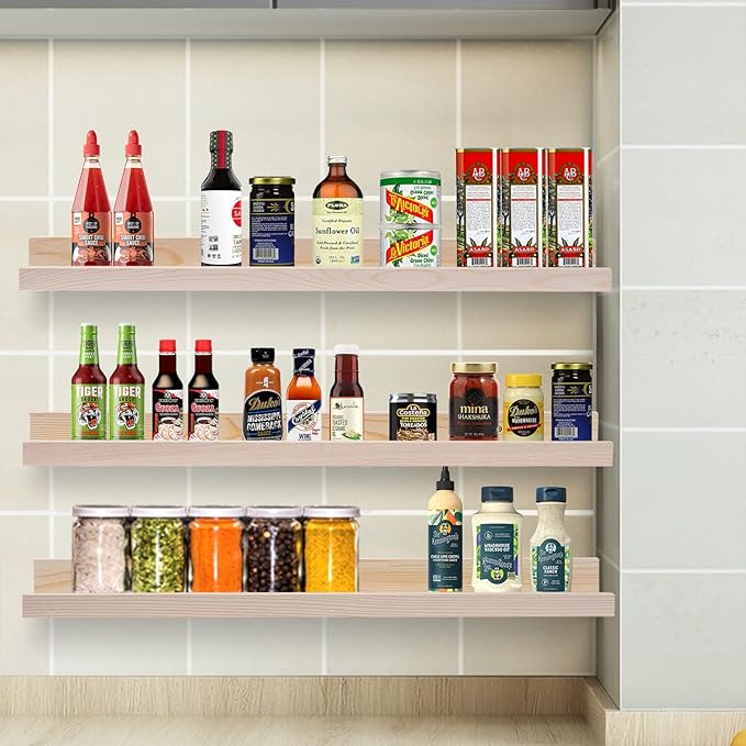 AZSKY Floating Picture Shelves 24 Inch a Set of 3 Wall Mount Long Narrow Photo Ledge Photo Frame Display Shelf Vintage Bookshelf for Nursery Mounting Hardware Included