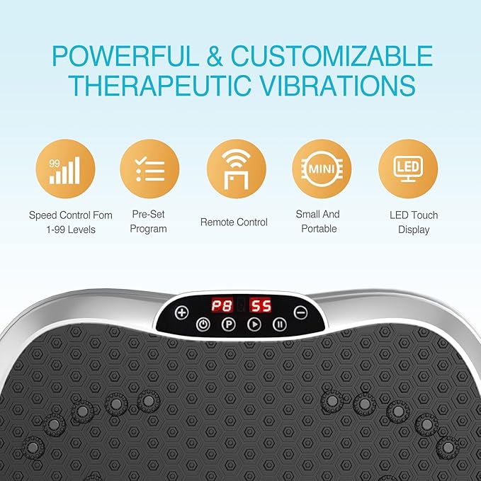 AXV Vibration Plate Exercise Machine Whole Body Workout Portable Mini Vibrate Fitness Platform Lymphatic Drainage Machine for Weight Loss Shaping Toning Wellness Home Gyms Workout (Mini)