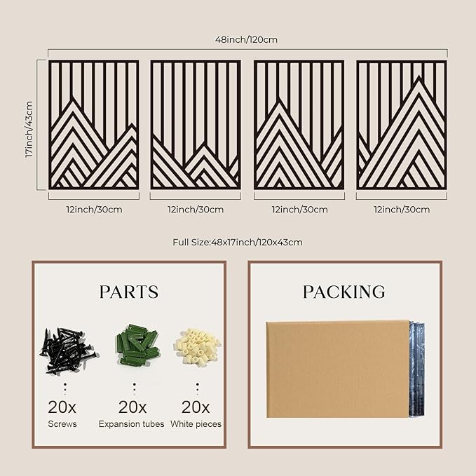 Glamativity 4 Pack Black Abstract Metal Wall Art, Minimalist Décor Single Line Art Wall Décor, 3D Textured Metal Wall Sculptures, for Living Room Bedroom Bathroom Study Room (Mountain Line, M Size 17 x 12'')