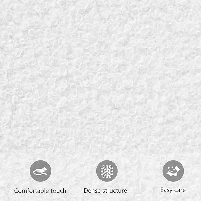 Furniliving Upholstered Button Tufted Round Ottoman, Ottoman with Storage, Teddy Footrest Stool, Removable Lid Convenient Footstools, Bedroom Ottomans with Storage for Vanity, Living Room, White