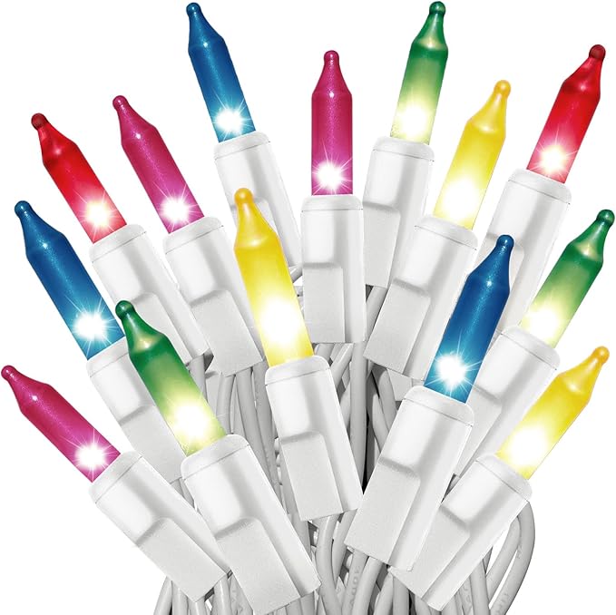 Easter Lights String 25FT 100 Incandescent Bulbs, UL-Listed Multicolor String Lights with White Wire Plug in Connectable for Indoor Outdoor Holiday Yard Patio Party Christmas Decorations