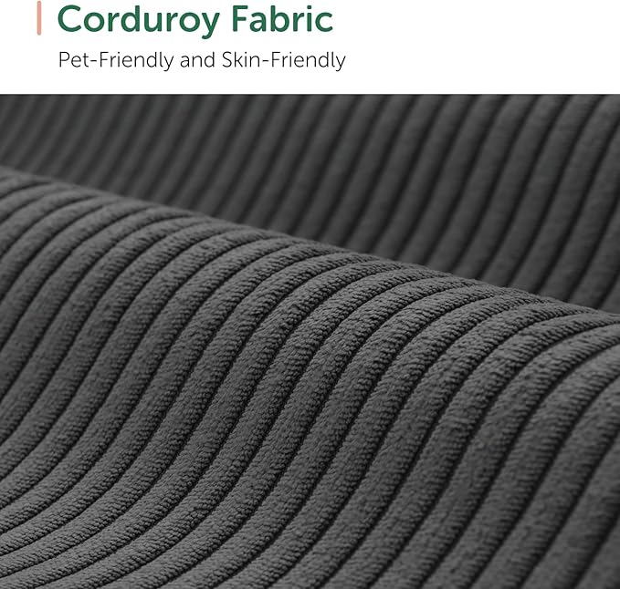 HONBAY Corduroy Sectional Sofa with Storage, U Shape Modular Sectional Sofa with Chaise, Modular Couches for Living Room, Dark Gray