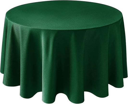 Biscaynebay Textured Fabric Christmas Round Table Cloth 90", Hunter Green Water Resistant Folding Table Covers for Dining, Kitchen, Wedding & Parties Machine Washable