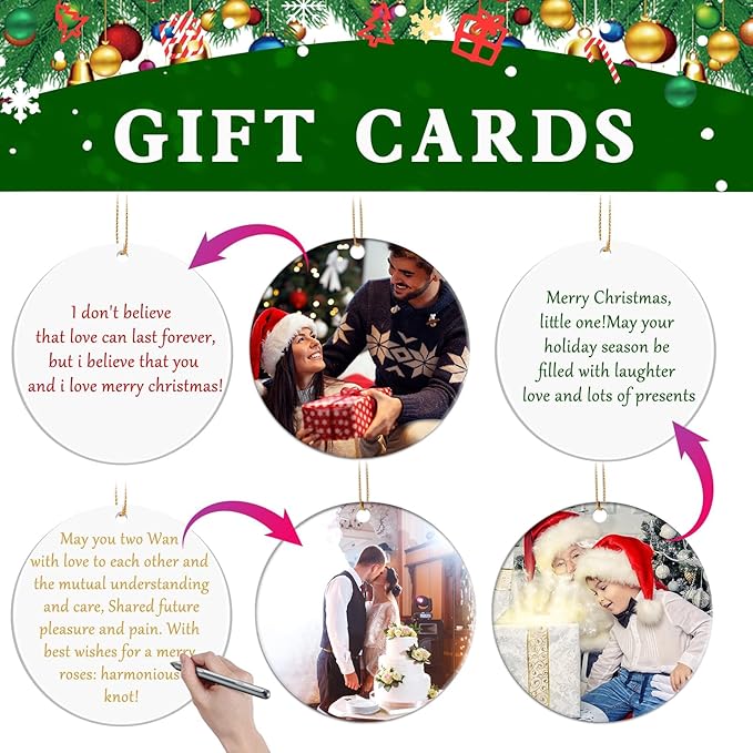 60 Pcs Sublimation Ceramic Ornaments Blank Double-Sided 3 inch Round Sublimation Ornament Blanks for Heat Press Printing Crafting DIY Personalized Christmas Home Decor