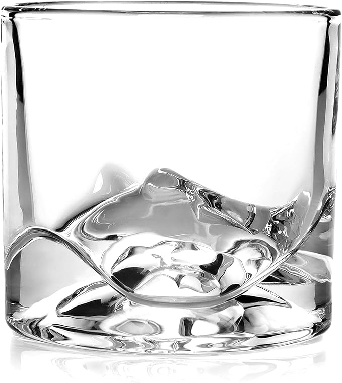 Denali Mountain Heavy Crystal Whiskey Glasses Gift Set of 2, Thick Freezable Bourbon Glass 1lb Each, Premium Whiskey Gifts for Men, Frozen Crystal Chills Cocktails, 10 oz