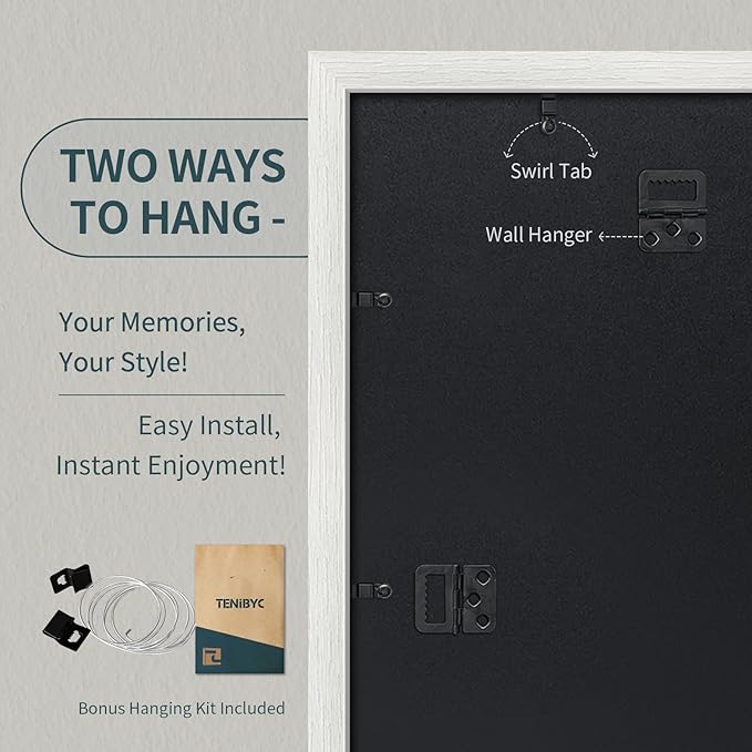 16x24 Poster Frame 3 Pack - White, Textured Solid Wood Picture Frame, Wall Gallery Photo Frame