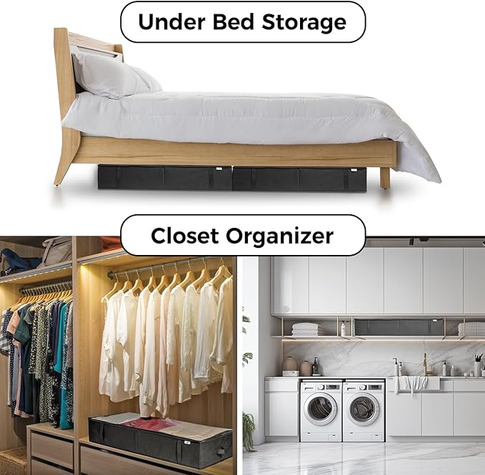 Closet Organizers and Storage - Maximize Space with Under Bed Storage Containers & Clothes Storage - Ideal Closet Organizer, Toy Storage Organizer & Underbed Storage (Grey, 2 Pack)