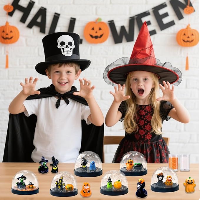 Halloween Snow Globes Making Kit - Make Your Own Snow Globes, Halloween Crafts for DIY Water Globes, Halloween Activities and Gift, Halloween Decorations for Home(6 Packs)