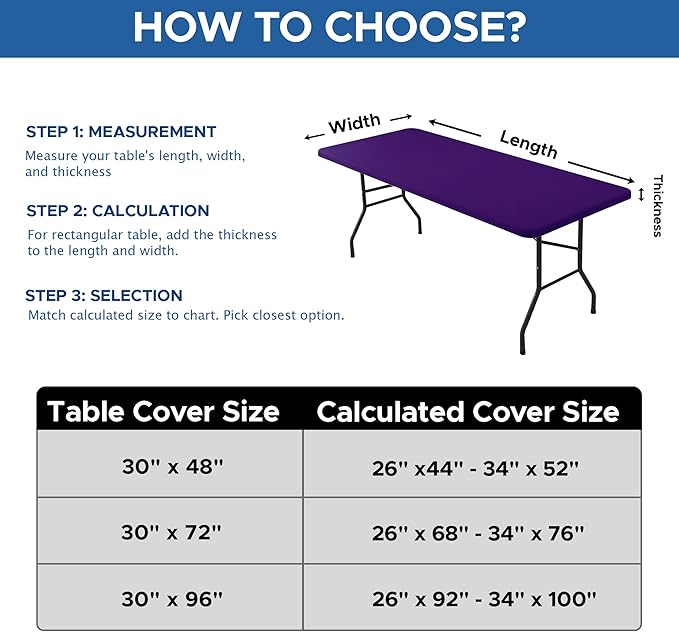 Spandex Table Cover for 6 Foot Rectangle Tables-6 Pack Dark Purple Outdoor Picnic Elastic Table Cover-Spandex Stretch Folding Table Cloths for Camping Dining Room Patio Kitchen Banquet Party