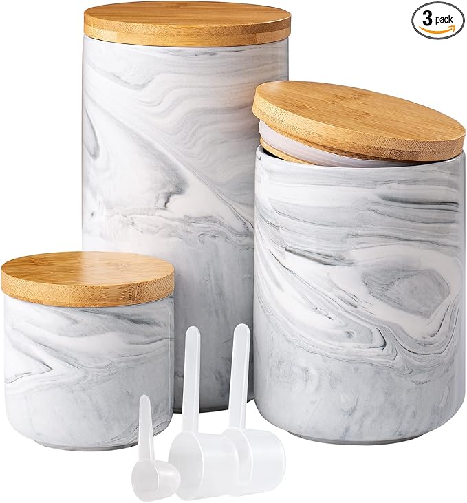 Yangbaga Coffee Canister with Airtight Lid, Ceramic Sugar Canisters Sets for the Kitchen, Food Storage Containers for Ground Coffee,Tea,Sugar,Spice