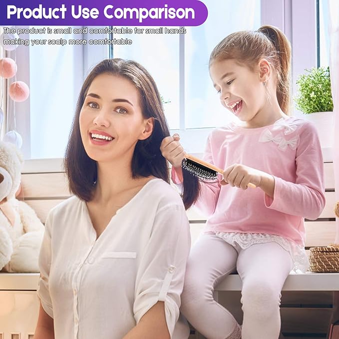 Hair Brush Boar Bristle Hair Brushes for Women Curly Hair, Best Paddle Detangling Brush Detangler for Girls Kids,Smooth Hair Add Shine