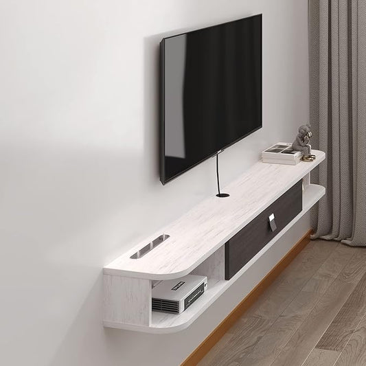Pmnianhua Modern Floating TV Stand, 47'' Wall-Mounted Media Console with Storage for Bedroom, Living Room (Grey-White)