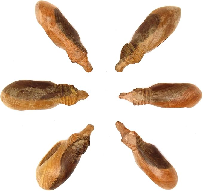 Handcarved Mahogany Wooden Napkin Ring Holders, Lion, Set of 6 (KWF012_L)