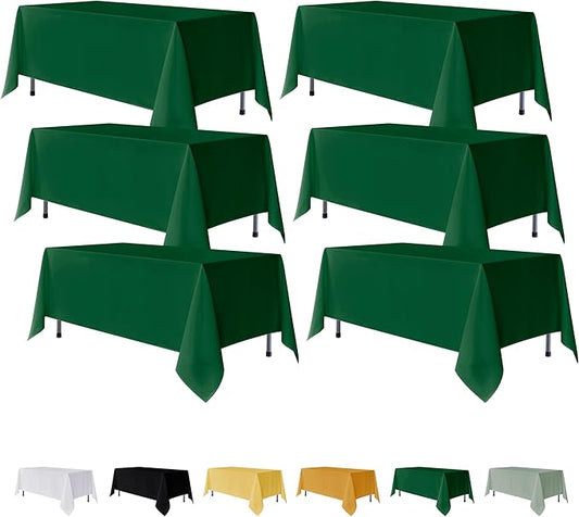 Fitable 6 Pack Hunter Green Rectangle Table Clothes - 90 x 132 Inch - Wrinkle and Stain Resistant Fabric Tablecloths, Washable Polyester Table Covers for Wedding Christmas Party Banquet Formal Events