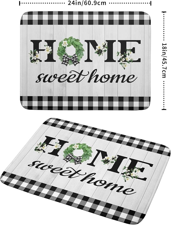 Farmhouse Rustic Dish Drying Mat for Kitchen Counter Sweet Home Spring Floral Absorbent Reversible Microfiber Kitchen Countertop Protector Dishes Pad Large 18x24 inch