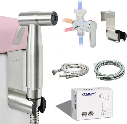 Handheld Bidet Sprayer for Toilet - Bidets for Existing Toilets Adjustable Water Pressure with Bidet Hose for Feminine Wash, Stainless Steel Muslim Shower Jet Spray for Toilet (Warm and Cold)