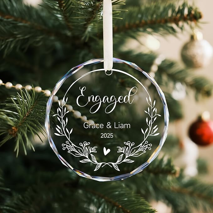 Engagement Gifts for Couples - Personalized Ornaments Keepsake Gift for Newly Engaged, Women, Fiance, Her - Bride to Be Gifts, Just Engaged Ornament 2025 - Christmas Tree Decorations