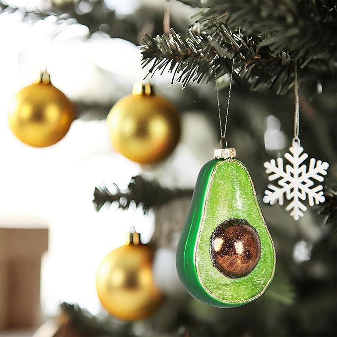 Hanging Christmas Ornaments, 2025 Glass Blown Christmas Tree Ornaments, Christmas Tree Decorations, Funny Gifts & Home Decor, Avocado