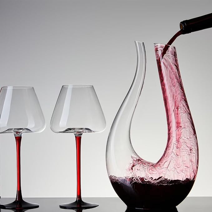 1PC Luxurious U-Shaped Crystal Glass Wine Decanter - High-End European Style, Harp Design, Red Wine, Large Capacity, Perfect for Home, Restaurant, and Household Use
