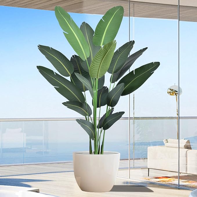 7ft Artificial Bird of Paradise Trees (84in) Tall Large Faux Tree with 19 Realistic Trunks, Fake Tropical Floor Potted Artificial Silk Plant for Home Office Indoor Decor (7feet,1Pack)