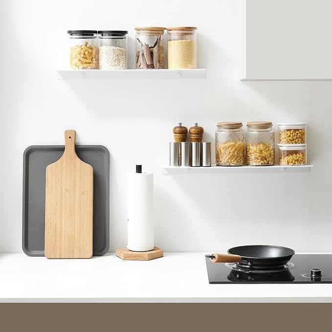 JOOM Metal Floating Shelf - Floating Shelf, Bathroom Shelf, Display Shelves for Wall Storage (White, 8Inch)