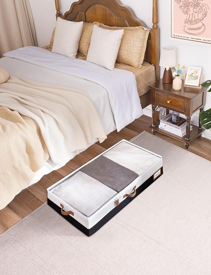 StorageWorks Large Under Bed Storage Containers with Handles and Label Holder, 2 Pack Ultra-thick Fabric Underbed Bins, Closet Organizer for Clothes, Blankets, Sweater