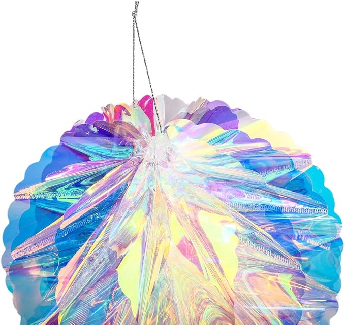 Hanging Decorations Iridescent Honeycomb Ball Foil Ceiling Hanging Flowers for Bridal Shower Wedding Birthday Frozen Theme Party Fairy Princess Rainbow Show Decoration