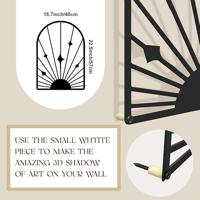 Glamativity 4 Pack Black Abstract Metal Wall Art, Minimalist Décor Single Line Art Wall Décor, 3D Textured Metal Wall Sculptures, for Living Room Bedroom Bathroom Study Room (Black Boho, L Size 22.5 x 15.7'')