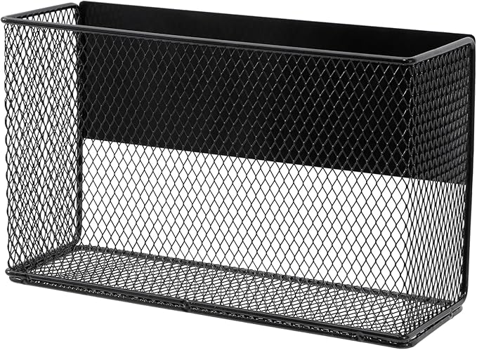Black Magnetic Basket - Refrigerator Spice Rack & File Holder Locker Organizer - Wire Mesh Magnetic Shelf for Kitchen Storage