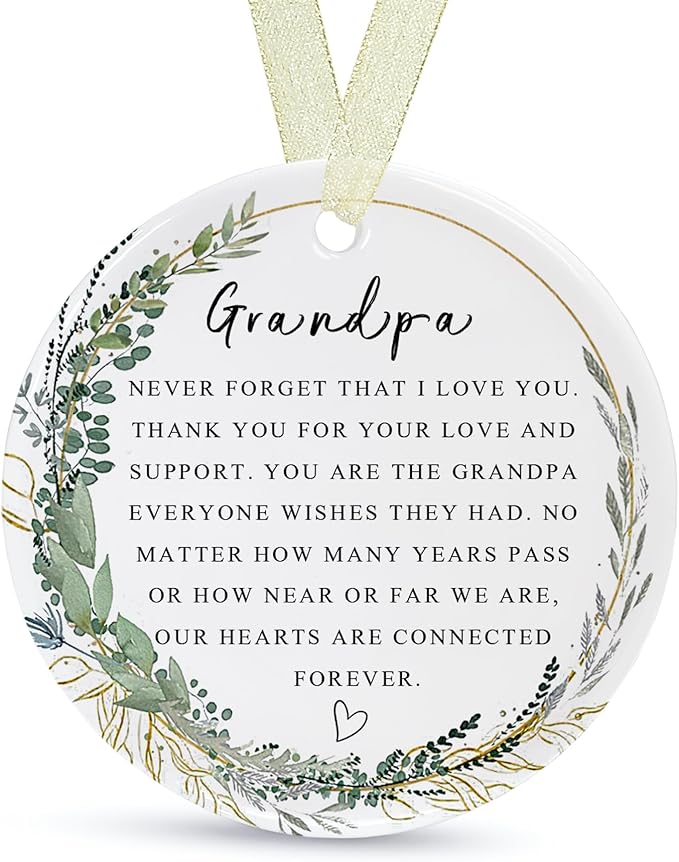 Grandpa Ornaments 2025 Grandpa Xmas Christmas Ornament Forever Ornament Best Ever Gift Double-Sided Printing Ceramic (2.9"