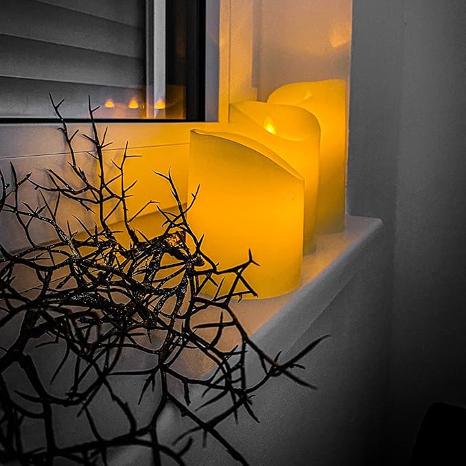 Flameless Battery Operated LED Candles with10key Button Remote Control 24-Hour Timer Set of 3 Electric Flickering Pillar Real Wax，Wedding, Party, Christmas and Home Decoration