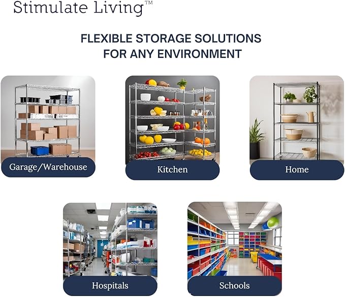 60"x18"x72" Prime Heavy Duty Black 4-Tier Wire Shelving NSF 3200 LBS MAX Capacity Storage Rack for Commercial, Hospital, School, Garage, and Kitchen Uses (with Wheels)