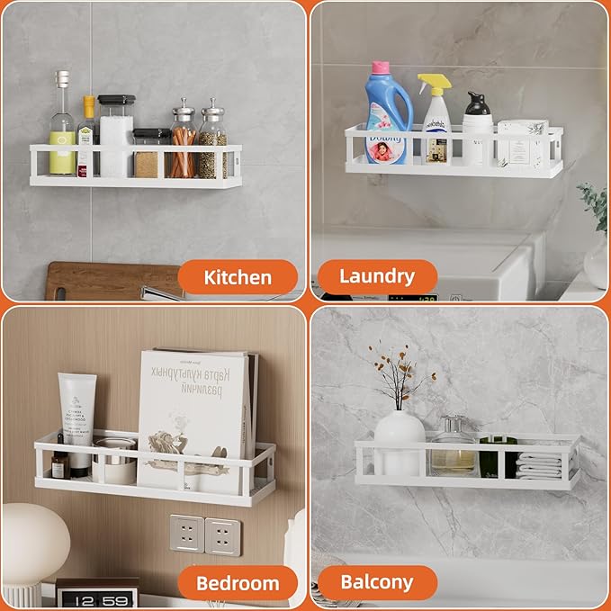 Over The Door Pantry Organizer, 8 Pack Spice Rack Wall Mounted & Hanging Storage Baskets Organizer Wall Mount, Large Capacity Metal Spice Shelf for Kitchen Cabinet, Bathroom, Shower, Home Decor