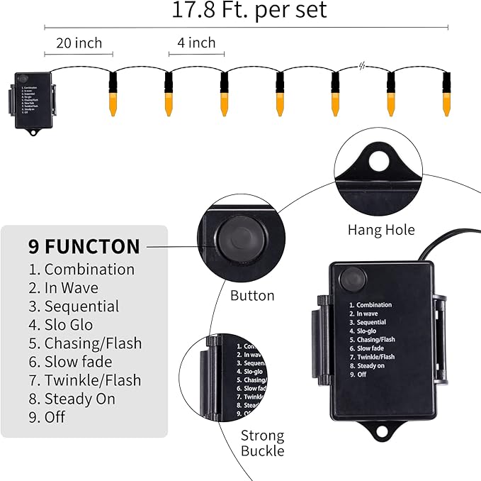 Halloween Orange String Lights Decorations，2 Pack 17.8 Feet 50 LED Battery Operated Mini String Lights with 8 Modes Waterproof for Outdoor Indoor Patio Xmas Tree Holiday Party Christmas Show