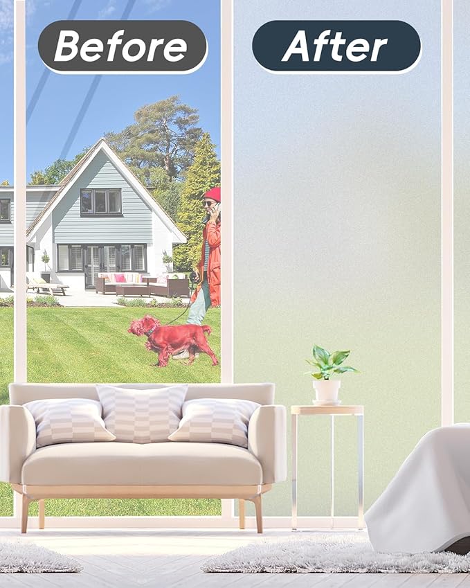 Frosted Glass Window Privacy Film Decorative with Tools, 2 Way Frosting Privacy Film for Home, Static Cling Tint for Home Anti-UV, Covering Clings 35.4" by 78.74"