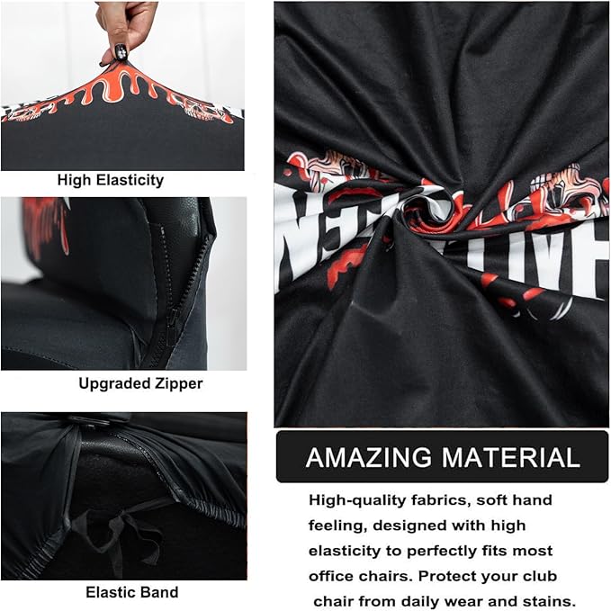 Halloween Office Chair CoversHorror Bloody Handprints Footprints on White Horror Theme Print Stretchable Slipcover for Modern Simplism Style High Back Boss Chair(No Chair) (Halloween08, L)…