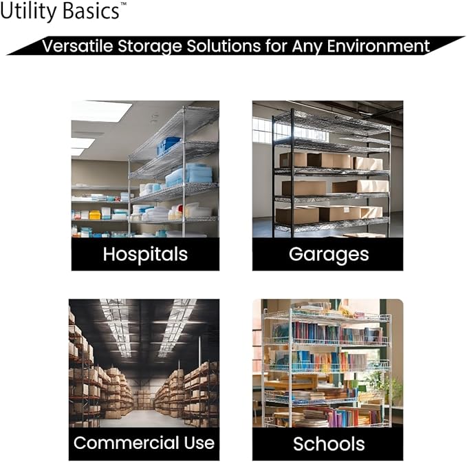 48"x24"x72" Chrome Premium Metal Steel Wire Shelving 4-Tier NSF 3200 LBS MAX Capacity Heavy Duty Storage Rack for Garages, Commercial Spaces, Hospitals, & Schools w/Premium Wheels