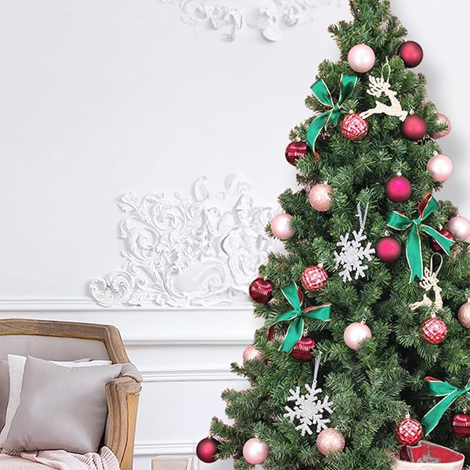 Every Day is Christmas Ornaments, Shatterproof Christmas Tree Ornament Set, Christmas Balls Decoration 35 Count (2.75"/70mm, Pink Rose)