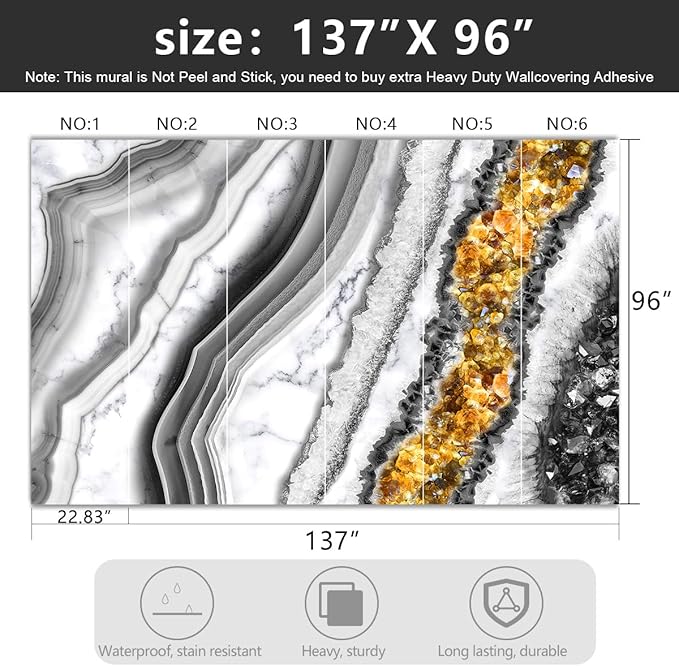 '-Black and Gold Marbled Fabric Wallpaper Living Room Abstract Art Bedroom Bathroom Large Wall Mural- 137"x96"（ not Peel and Stick）