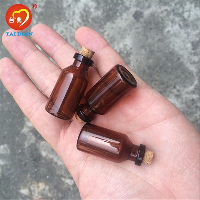 18x40x7mm 5ml Mini Brown Glass Jars with Cork Empty Tiny Glass Jars Gift 5ml Glass Bottles Vials 12units (12, 5ML)