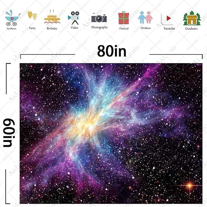 Aidatain Galaxy Tapestry for Bedroom Space Night Starry Sky Stars Universe Tapestry Mysterious Nebula Wall Hanging Aesthetic Backdrop Room Decor 80" L x 60" W for Bedroom Living Room GTOKAT0265